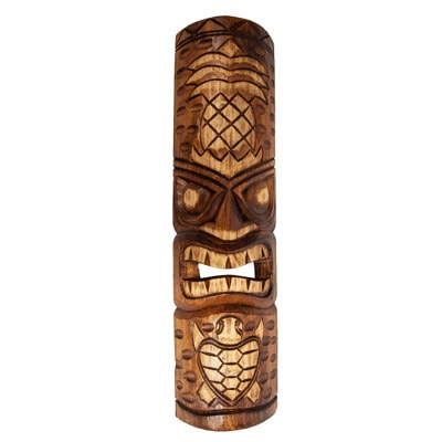 19 Inches Carved Tiki Mask with Island Design - Globe Imports