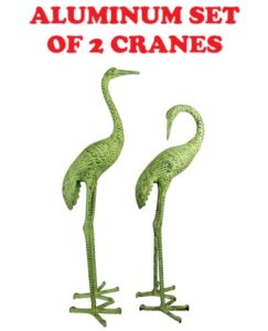 41 Inch and 36 Inch High Verdigris Crane Pair