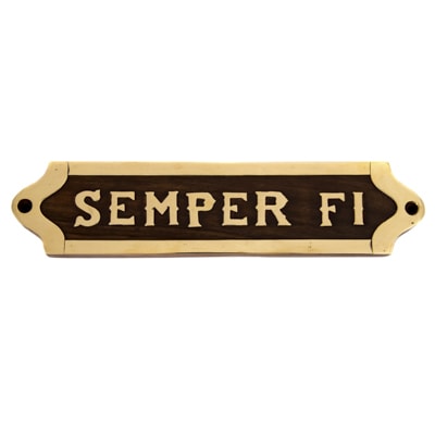 Wood and Brass Semper Fi Plaque