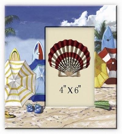 Beach Umbrella Ceramic Photo Frame