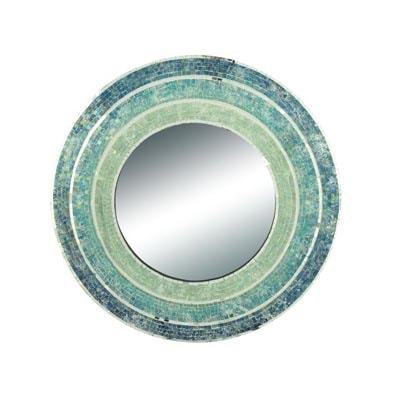 Round Aqua Mosaic Mirror