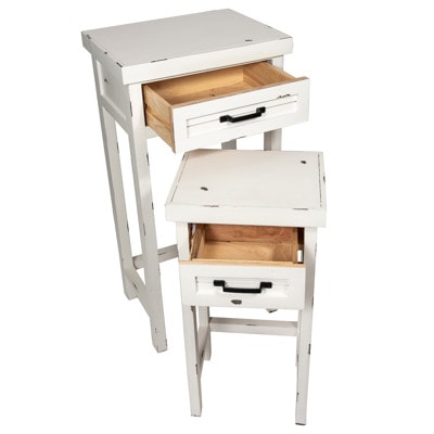 Set of Two White Tables with Drawers - Image 4