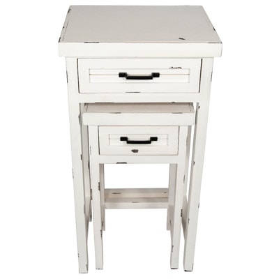 Set of Two White Tables with Drawers - Image 2
