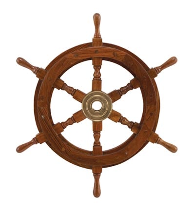 18 Inch Wood and Brass Ship's Wheel