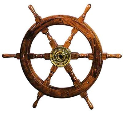 24 Inch Wood and Brass Ship's Wheel