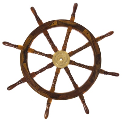 36 Inch Wood and Brass Ship Wheel