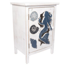 28 1/4 Inches High x 20 Inches Wide x 13 3/4 Inches Deep Mermaid and Shells Cabinet