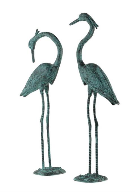 Verdigris Crane Pair