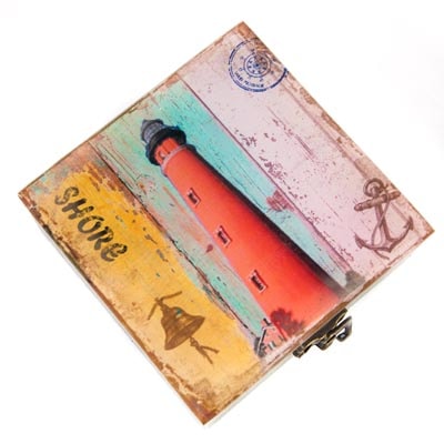 Lighthouse Boxes Wood and Glass Lighthouse Box - Globe Imports