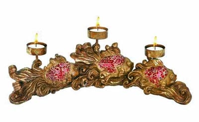 Mosaic Fish Triple Candle Holder
