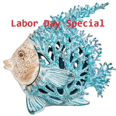 11 Inches High Aqua Coral-Look Fish