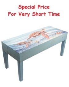 18 Inches High x 39 Inches Wide x 16 Inches Deep Turtle Waves Bench