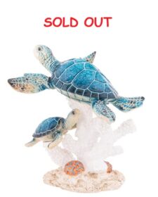 6 3/4 Inches High Turtle and Baby on Coral