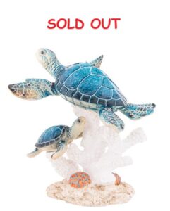 6 3/4 Inches High Turtle and Baby on Coral