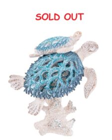 8 Inches High Aqua Coral-Look Turtles on Coral