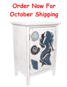 28 1/4 Inches High x 20 Inches Wide x 13 3/4 Inches Deep Mermaid and Shells Cabinet