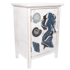 28 1/4 Inches High x 20 Inches Wide x 13 3/4 Inches Deep Mermaid and Shells Cabinet