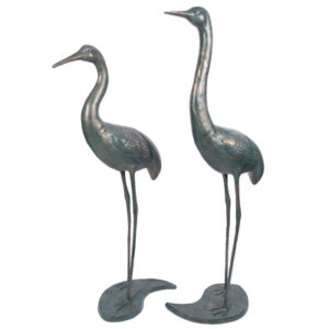 45 Inch High Verdigris Finish Crane Pair