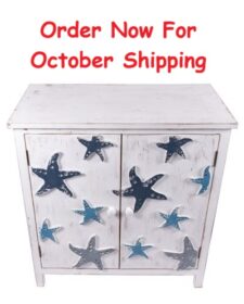 31 Inches High x 30 Inches Wide x 15 3/4 Inches Deep Wooden Starfish Cabinet