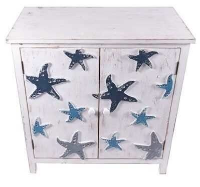 31 Inches High x 30 Inches Wide x 15 3/4 Inches Deep Wooden Starfish Cabinet