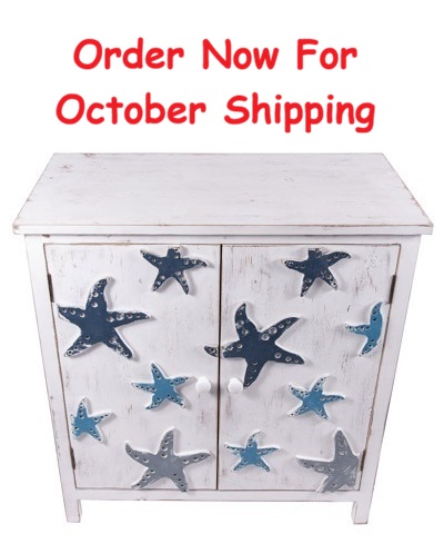 31 Inches High x 30 Inches Wide x 15 3/4 Inches Deep Wooden Starfish Cabinet