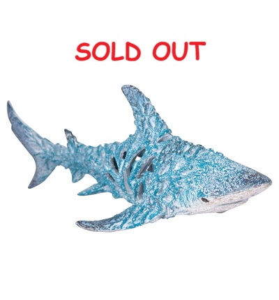 11 3/4 Inches Long Aqua Coral-Look Shark