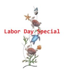 39 1/2 Inches High x 13 1/4 Inches Wide Triple Wall Sea Turtles Decor
