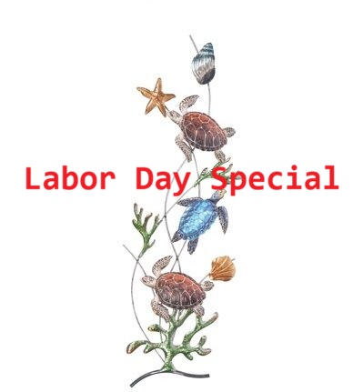 39 1/2 Inches High x 13 1/4 Inches Wide Triple Wall Sea Turtles Decor