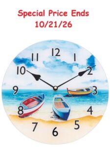 11 3/4 Inches Glass Shore Boats Clock