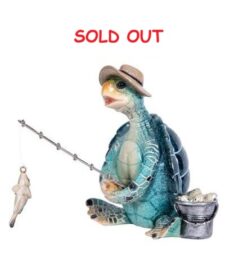 6 1/2 Inches High Blue Fishing Turtle