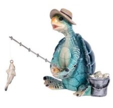 6 1/2 Inches High Blue Fishing Turtle