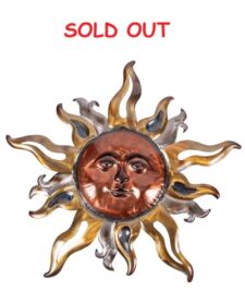 21 Inch Wide Metal Sun Face Wall Decor
