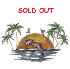 29 1/2 Inches Wide Metal Dolphins Sunset Wall Decor