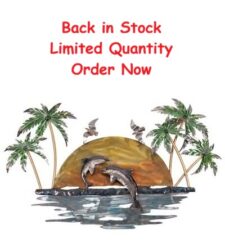 29 1/2 Inches Wide Metal Dolphins Sunset Wall Decor