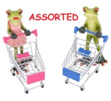 6 3/4 Inches High Assorted Shopping Frog with Cart