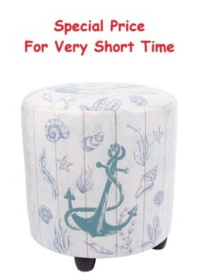 15 3/4 Inches Wide Round Leatherette Anchors Stool