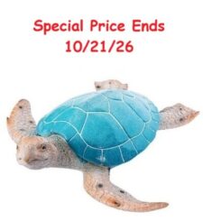 15 3/4 Inches Long Aqua Polystone Turtle Figurine