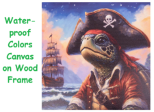 15 3/4 Inches Square Assortment Of Two Turtle Pirate Water-Proof Color Canvas Wall Art