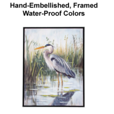 27 1/2 x 20 Inches Assortment Of Two Framed Heron Hand-Embellished Giclee Canvas Print