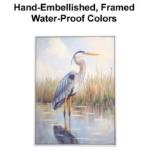 27 1/2 x 20 Inches Assortment Of Two Framed Heron Hand-Embellished Giclee Canvas Print
