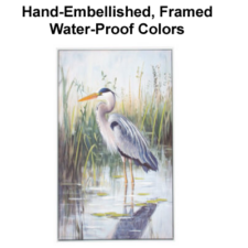 35 1/4 x 23 3/4 Inches Assortment Of Two Framed Heron Hand-Embellished Giclee Canvas Print