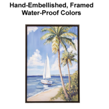 23 1/2 x 15 3/4 Inches Assortment Of Three Framed Sailboat Hand-Embellished Giclee Canvas Print
