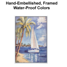 23 1/2 x 15 3/4 Inches Assortment Of Three Framed Sailboat Hand-Embellished Giclee Canvas Print