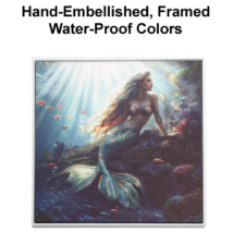 23 1/2 x 23 1/2 Inch Assortment Of Two Framed Mermaid Hand-Embellished Giclee Canvas Print