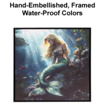 23 1/2 x 23 1/2 Inch Assortment Of Two Framed Mermaid Hand-Embellished Giclee Canvas Print