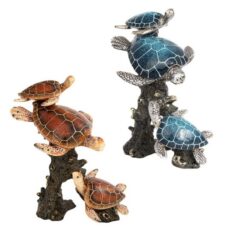 9 1/2 Inches High x 7 1/4 Inches Wide x 5 Inches Deep Assorted Triple Sea Turtles Figurine