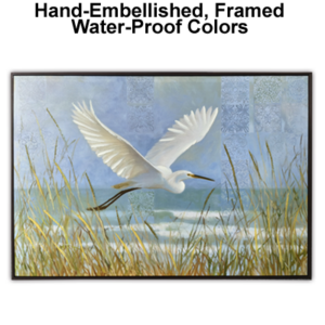 27 1/2 x 19 1/2 Inches Assortment Of Two Framed Heron Hand-Embellished Giclee Canvas Print