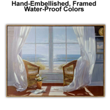 31 1/2 x 23 1/2 Inches Framed Beach View Hand-Embellished Giclee Canvas Print