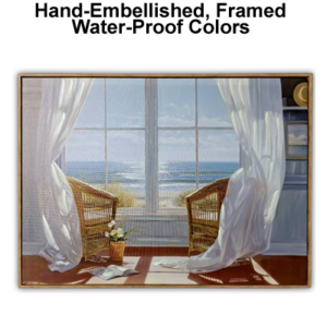 31 1/2 x 23 1/2 Inches Framed Beach View Hand-Embellished Giclee Canvas Print