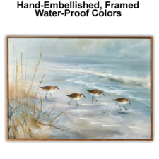 31 1/2 x 23 1/2 Inches Framed Sandpiper Hand-Embellished Giclee Canvas Print